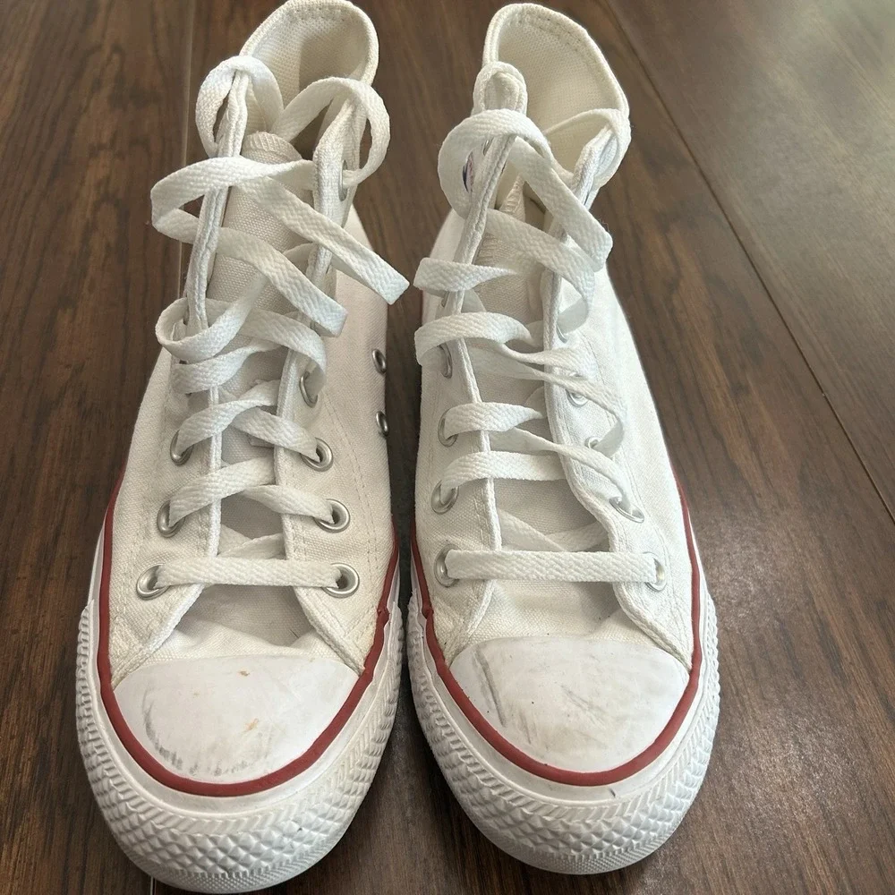 Converse Chuck Taylor All Star High Top White Canvas Sneakers Women's 6 - Picture 3 of 11